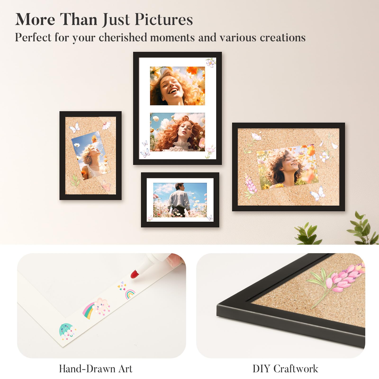 SYNTRIFIC 5x7 Picture Frame Set of 2,Display Pictures 4x6 with Mat or 5x7 Without Mat,Wall Hanging Photo Frame or Tabletop Displ